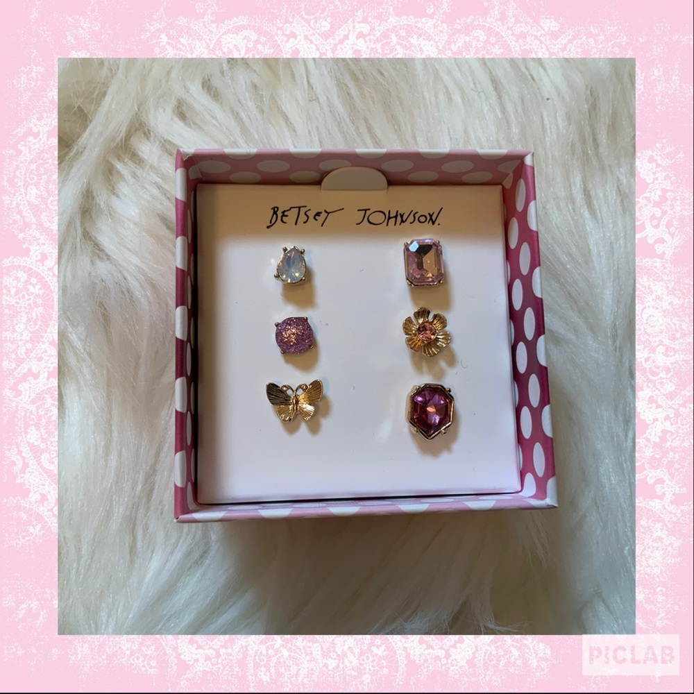 Betsey Johnson Multicolor Stud Earrings Set